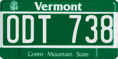 VT license plate ODT738