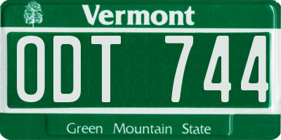 VT license plate ODT744