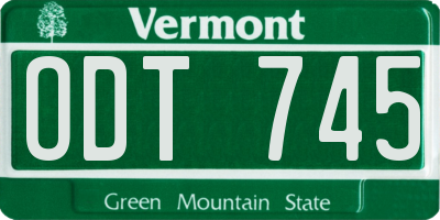 VT license plate ODT745