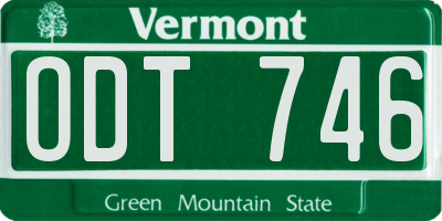 VT license plate ODT746