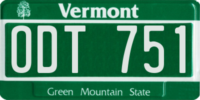 VT license plate ODT751