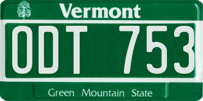 VT license plate ODT753
