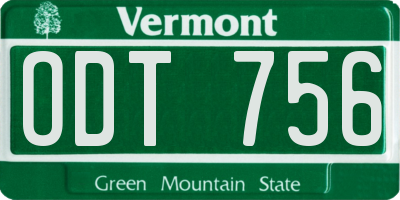 VT license plate ODT756