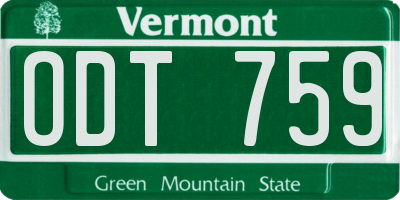 VT license plate ODT759