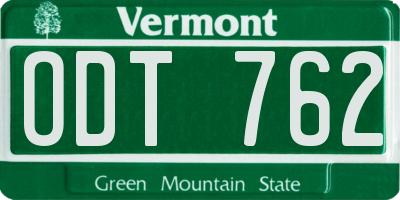 VT license plate ODT762