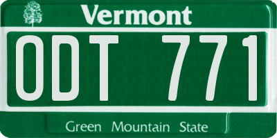 VT license plate ODT771