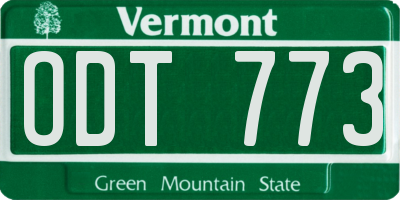 VT license plate ODT773