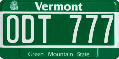 VT license plate ODT777