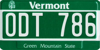 VT license plate ODT786