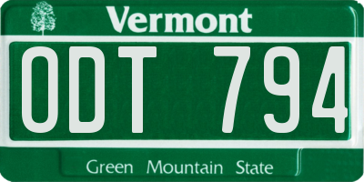 VT license plate ODT794