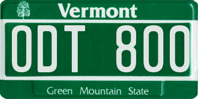VT license plate ODT800