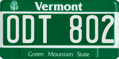 VT license plate ODT802