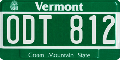 VT license plate ODT812