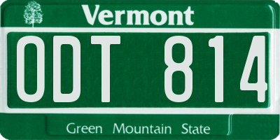 VT license plate ODT814