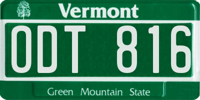 VT license plate ODT816