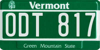 VT license plate ODT817