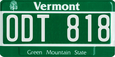 VT license plate ODT818
