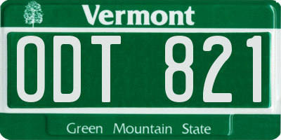 VT license plate ODT821