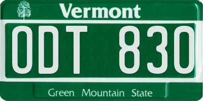 VT license plate ODT830