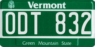 VT license plate ODT832