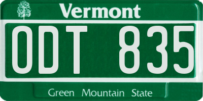 VT license plate ODT835