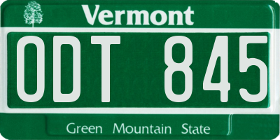 VT license plate ODT845