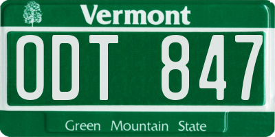 VT license plate ODT847