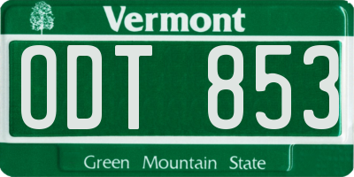 VT license plate ODT853