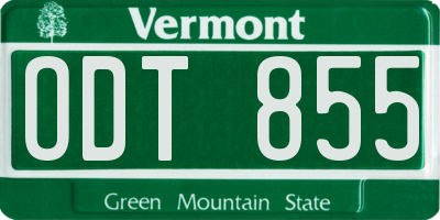 VT license plate ODT855