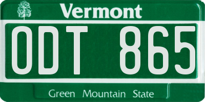 VT license plate ODT865