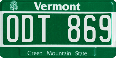 VT license plate ODT869
