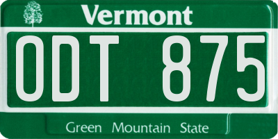 VT license plate ODT875