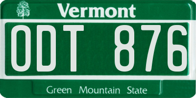 VT license plate ODT876