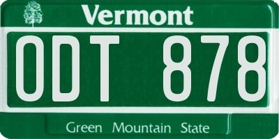 VT license plate ODT878