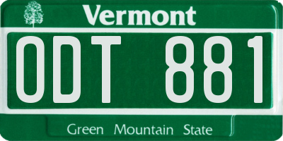 VT license plate ODT881