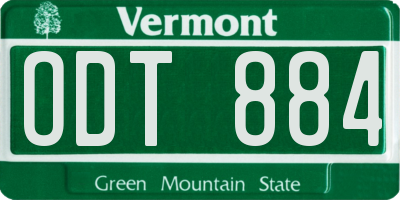 VT license plate ODT884