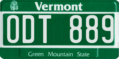 VT license plate ODT889