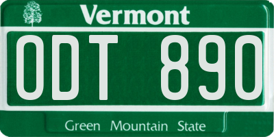 VT license plate ODT890