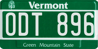 VT license plate ODT896