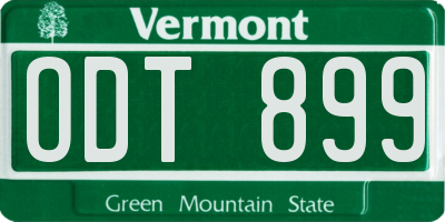 VT license plate ODT899