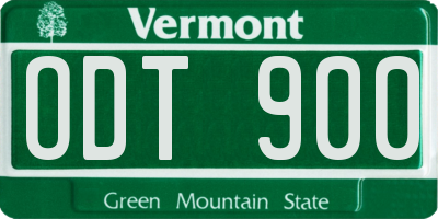 VT license plate ODT900