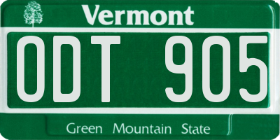 VT license plate ODT905