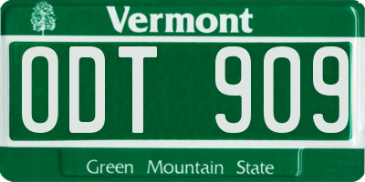 VT license plate ODT909