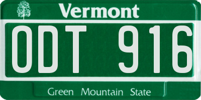 VT license plate ODT916