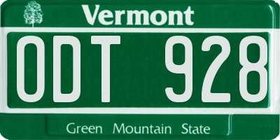 VT license plate ODT928