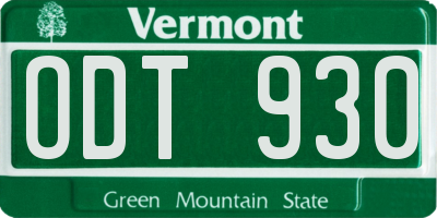 VT license plate ODT930