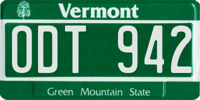 VT license plate ODT942