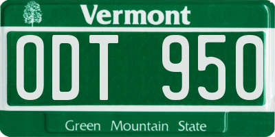 VT license plate ODT950