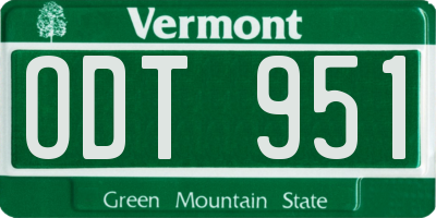 VT license plate ODT951