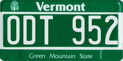 VT license plate ODT952